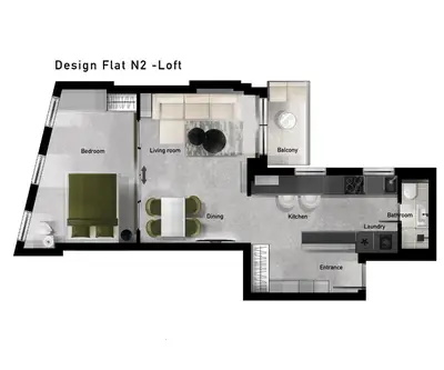 a diagram of a floor plan of aominium at The Loft - Parking - Washer&Dryer - Port view - Balcony in Burgas City