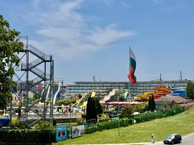 a park with a bunch of different types of rides at Excellent apartment on the 6th floor in Sunny Beach