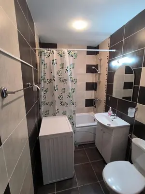 a bathroom with a toilet and a sink and a shower at complex Sol Marine sunny beach in Sunny Beach