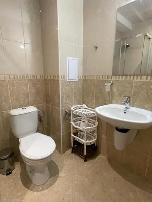 a bathroom with a toilet and a sink at Amphora studio 209 in Sveti Vlas