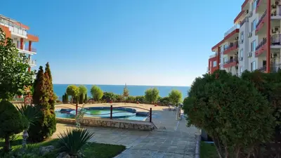 a view of a resort with a swimming pool at Golden Lady in Sveti Vlas