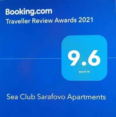 a blue box with the number six on it at Sea Club Sarafovo Apartments in Burgas City