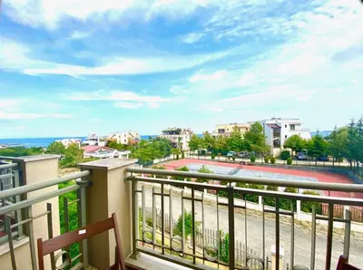 a balcony with a view of a street at Solea Studio in Chernomorets