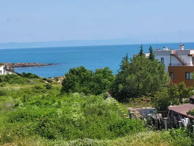 a view of the ocean from a hill at Solea Studio in Chernomorets