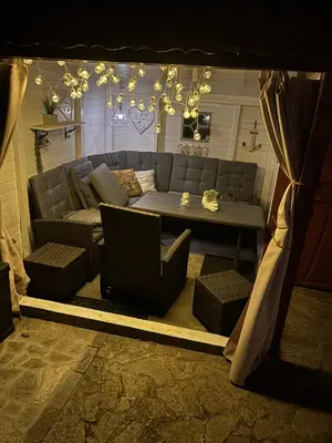 a living room with a couch and a table at Exklusive Villa am Sonnenstrand Bulgarien am Schwarzen Meer aheloy Cabernet 1 in Kableshkovo