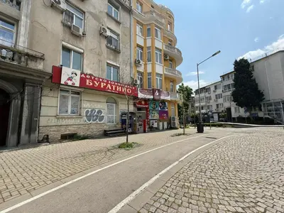 an empty street in front of a building at Sea Garden luxury appartments in Varna City