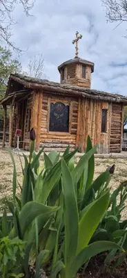 an old church with a cross on top of it at Бунгало Шангри Ла-3, плаж Градина in Sozopol