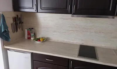 a kitchen with a counter top with a bowl of fruit at Etara 2 Apartment in Sveti Vlas
