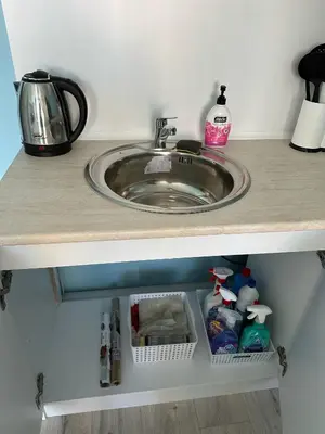 a bathroom vanity with a sink and a counter top at Nana Studio Sunny Beach in Sunny Beach