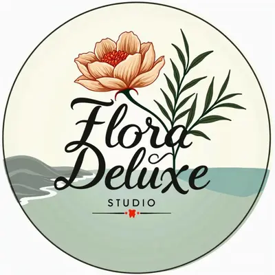 a round logo for a flower studio at Flora Deluxe Studio in Burgas City