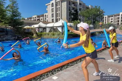 a group of people playing in a swimming pool at Studio for rent Cascadas in Sunny Beach