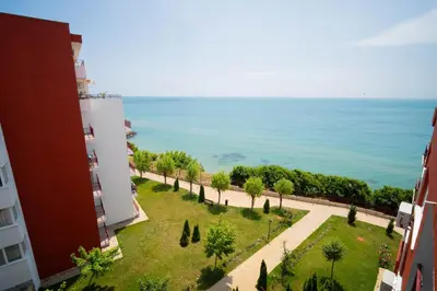 a view of the ocean from a building at The Sea Balcony - 1BD Apartment by Flat Mаnager in Burgas City