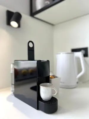 a cup of coffee sitting on top of a counter at Slow Living House in Lozenets