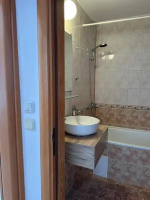 a bathroom with a sink and a bath tub at Vega View in Sveti Vlas