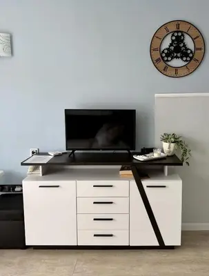a white desk with a tv on top of it at BW - Studio Grenada 316B in Sunny Beach