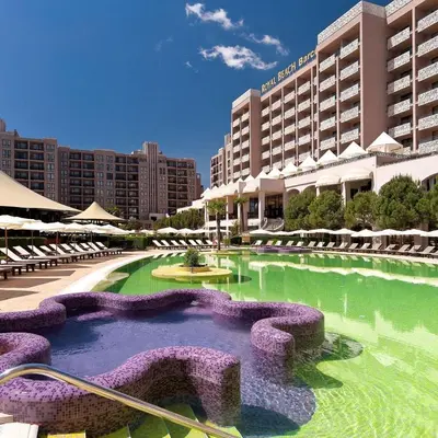 a resort with a pool of water in front of a building at Royal Barcelo G404 Sunny Beach in Sunny Beach