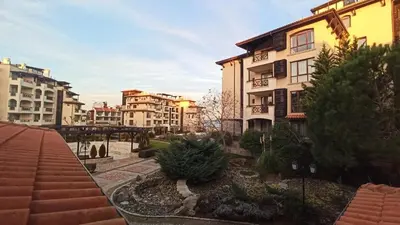 a view of a city with buildings and trees at Premium Oasis Beach Club Apartment in Lozenets