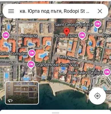 a screenshot of a cell phone with a map at Studio Павлови Домус Екстра in Sveti Vlas