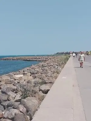 a walkway along the beach near the water at Paradiso Aparthotel, Studio 106 in Nesebar