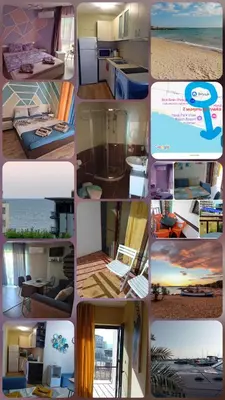 a collage of different pictures of a room at Тристаен апартамент Еуфория, Свети Влас in Sveti Vlas