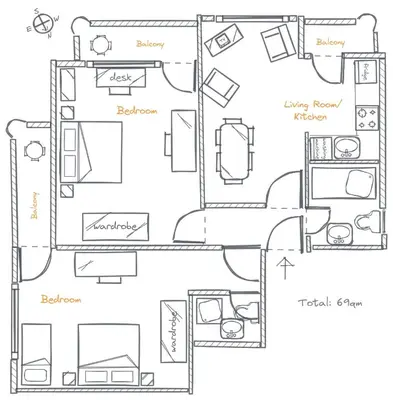 a floor plan of a house at Apart di Landi in Ravda