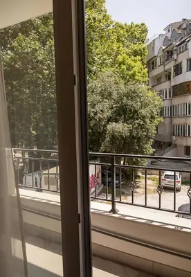 a view from a window of a balcony at Exclusive Central Varna Apartment - 2 Beds and Parking by Flat Mаnаger in Varna City