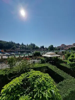 a view of a garden with a moon overhead at Villa Astoria 2 - Premium Apartments in Elenite