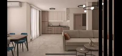 a living room with a couch and a table at Sorento Sole Mare in Sveti Vlas