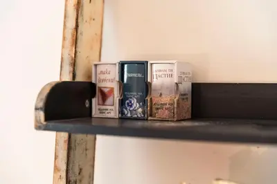 a shelf with books on it in a room at Galata Relax in Varna City