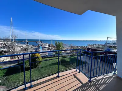 a balcony with a view of the water at Vega Stevi Vlas - Beachfront in Sveti Vlas