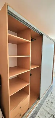 a closet with a glass door at The Boho House with Free Parking in Nesebar