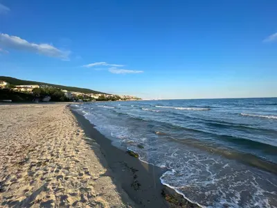 a view of the beach on a sunny day at Villa Maria in Sveti Vlas