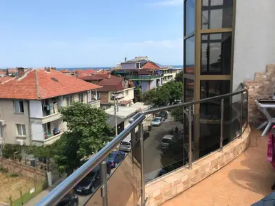 a view of a city street from a balcony at Terasa Ravda apart in Ravda