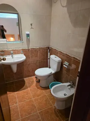a bathroom with a toilet and a sink at Apartment Miramar Palace in Sunny Beach