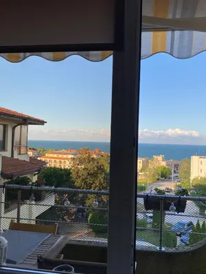 a view of the ocean from a balcony at Sea View Apartment in Byala in Byala
