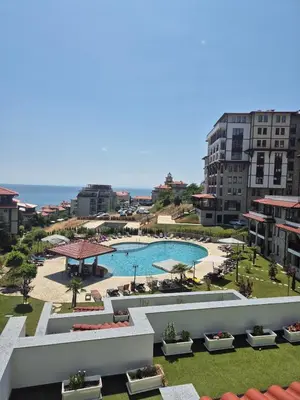a view of a swimming pool in a city at Etara 4 in Sveti Vlas