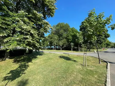 a park with trees on the side of a road at Cozy apartment at the heart of Burgas in Burgas City