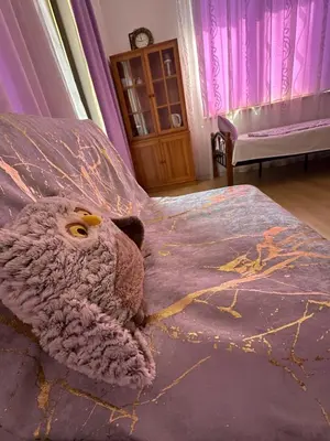 a stuffed animal is laying on a bed at Boulevard Sea Residenz in Sunny Beach