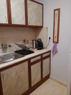 a kitchen with a sink and a counter top at Pecani Perla Del Mar - Coastal Art Residence in Sveti Vlas