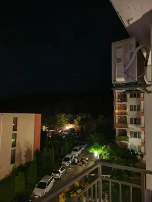 a view of a street at night from a building at Fort Noks Grand Resort Wave&Dreams in Sveti Vlas