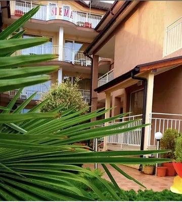 a large green plant in front of a building at Family house ''Siema'' in Nesebar