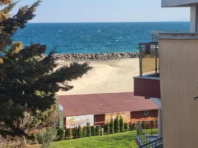 a view of a beach from a house at Apartment Kalin complex Aurelia-RAVDA in Nesebar