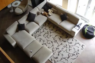 an overhead view of a living room with a couch at Budzhaka Villa in Sozopol