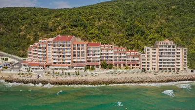 an aerial view of a resort on the beach at Royal Bay Hotel - All Inclusive in Elenite