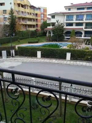a view of a pool from a balcony of a building at Villa Gracia in Ravda