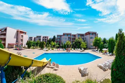 a swimming pool at a resort with condos at Nessebar Fort Club Apartments in Sunny Beach
