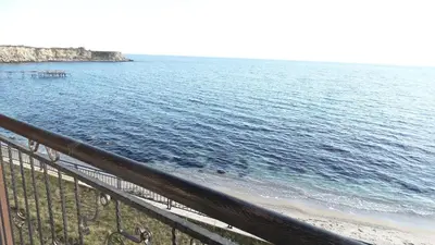a view of the ocean from a balcony at Akrotiria Beach Apart Complex in Nesebar