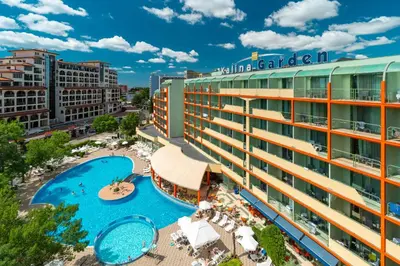 an aerial view of a hotel with a pool at MPM Hotel Kalina Garden - All Inclusive in Sunny Beach