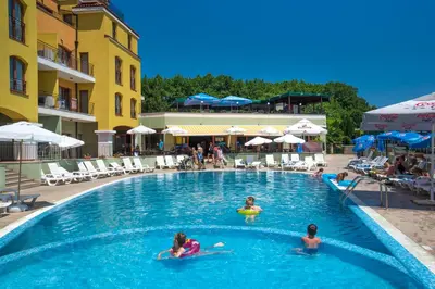 a group of people in the swimming pool at a hotel at Serena Residence Aparthotel in Sozopol