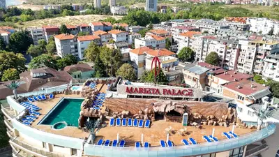 an aerial view of a hotel with a swimming pool at Marieta Palace Hotel in Nesebar
